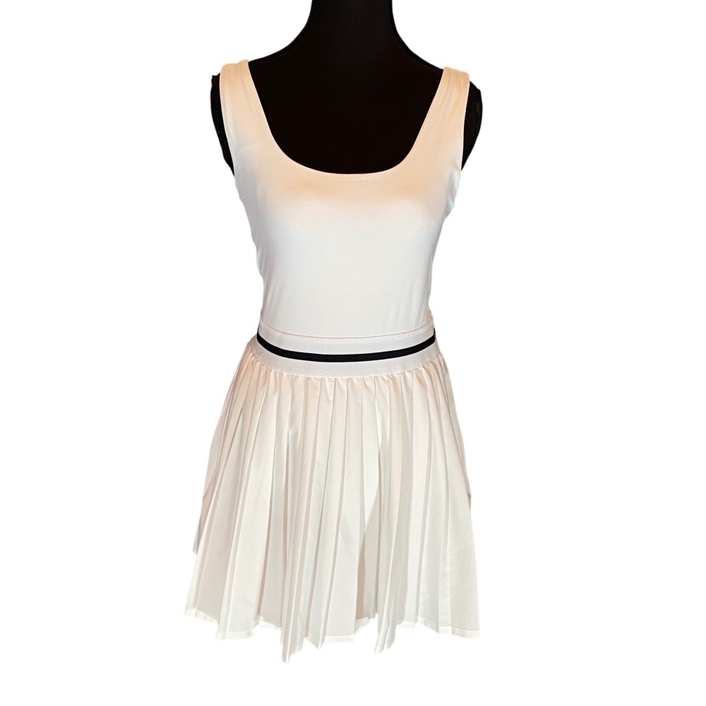 All in Motion White Pleated Active Dress Built-in Shorts S Tenniscore Athleisure
